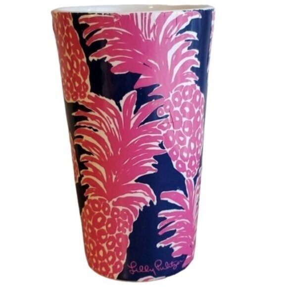 Lilly Pulitzer Ceramic Coffee Travel Mug Cup Pink Pineapple Blue 14 OZ - Picture 12 of 12